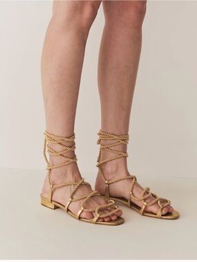 DOEN gold gladiator tie up sandals